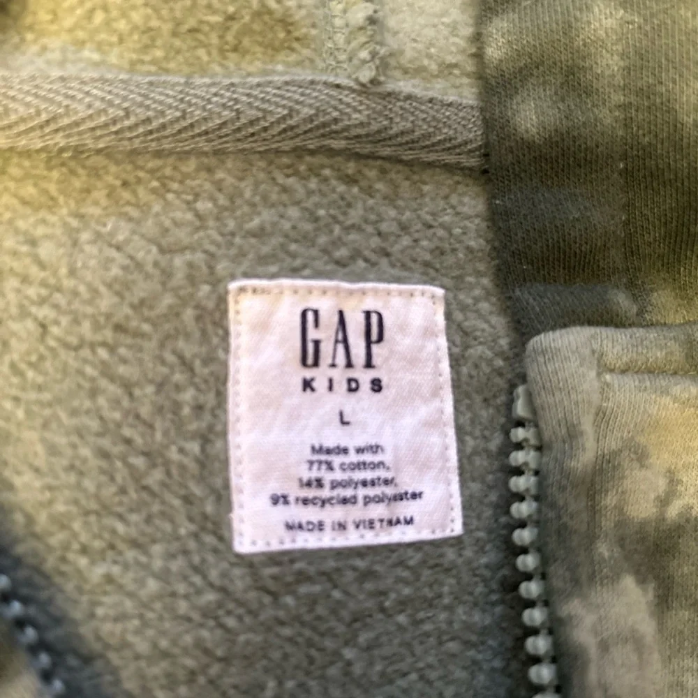 GAP Kids Olive Tie-Dye Zip Hoodie with kangaroo‎ pockets. Sz-L. CC1